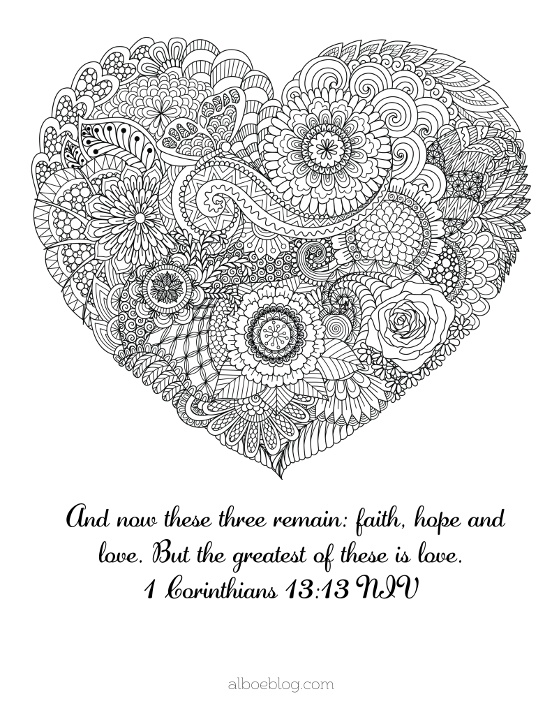Valentine's Day Coloring Page - 1 Corinthians 13:13